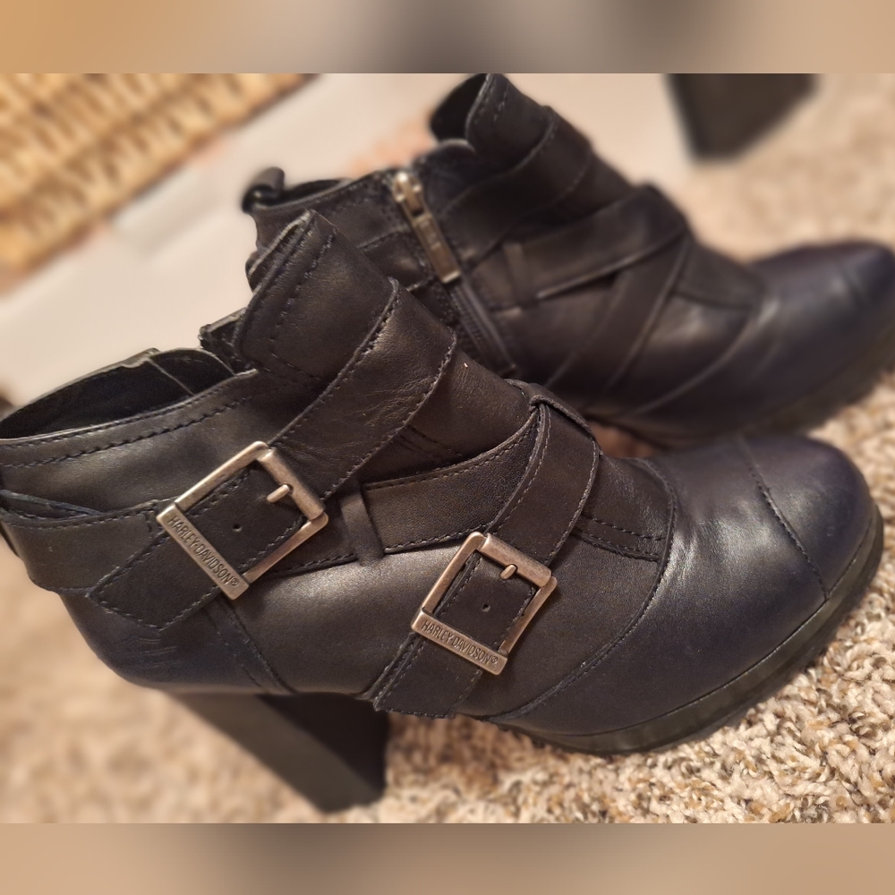 Harley Davidson platform block heeled boots